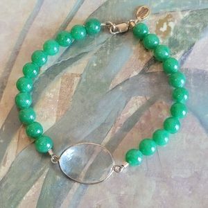 Margaret Elizabeth Green Bead and Clear Cut Stone Bracelet